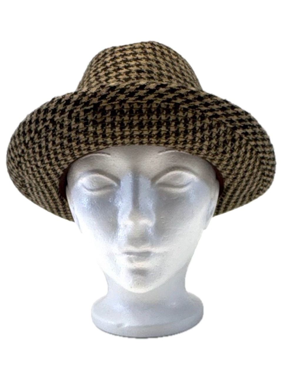 Vintage Style Houndstooth Trilby Fedora Hat - Medium 7-7 1/8